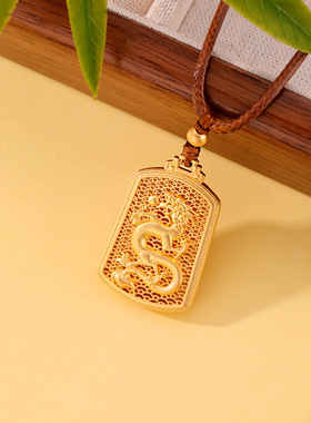 蛟龙戏珠纯银项链足银999国风时尚个性锁骨链吊坠生日礼物送男友