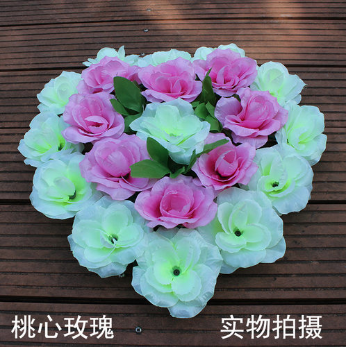仿真玫瑰花圈电子花圈装饰花绢花扫墓花上坟假花清明花祭祀摆放花 - 图1
