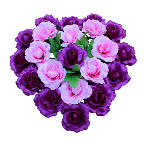 仿真玫瑰花圈电子花圈装饰花绢花扫墓花上坟假花清明花祭祀摆放花 - 图3