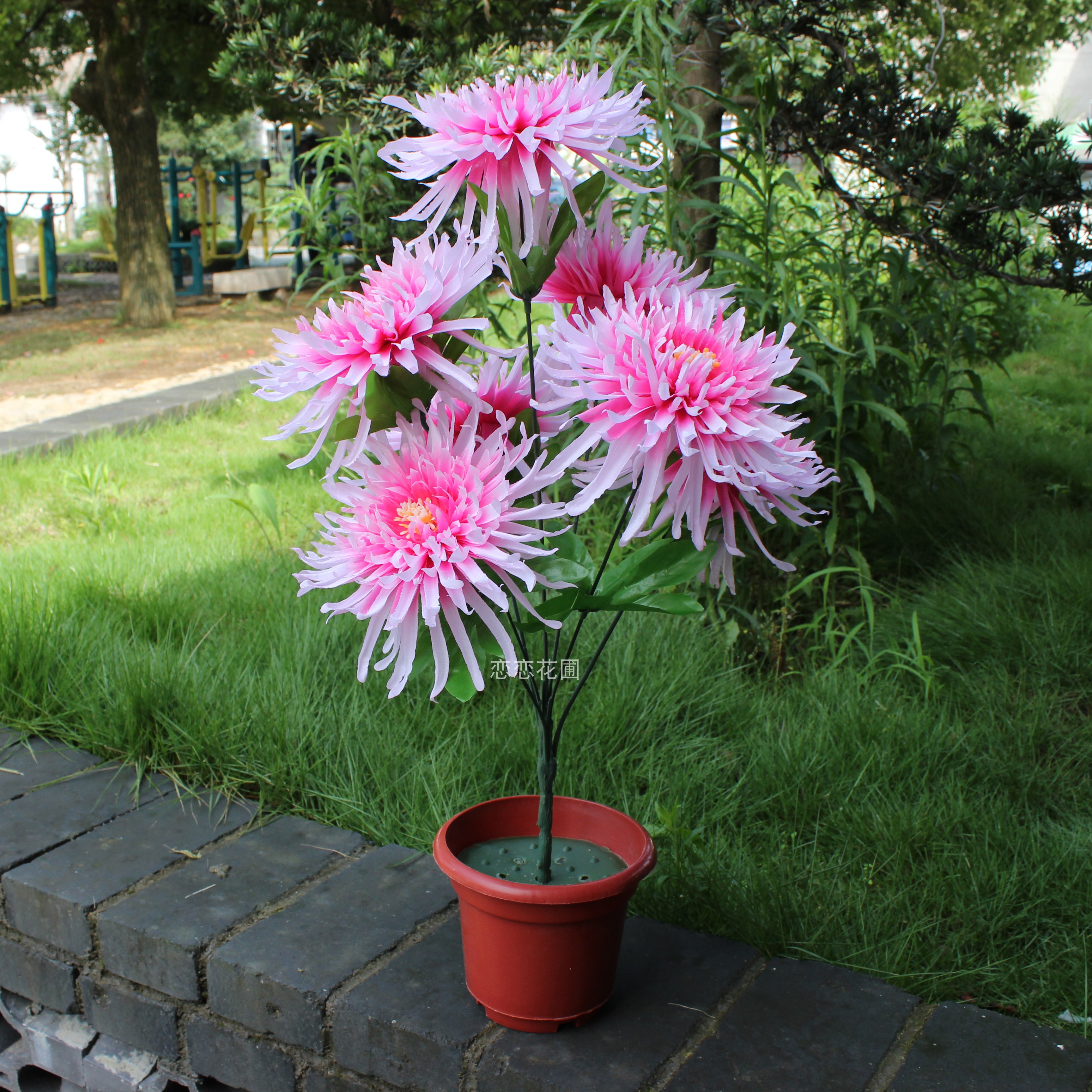 绢花菊花束高枝7头假花龙爪菊清明花扫墓花上坟花祭祀摆放花包邮 - 图1