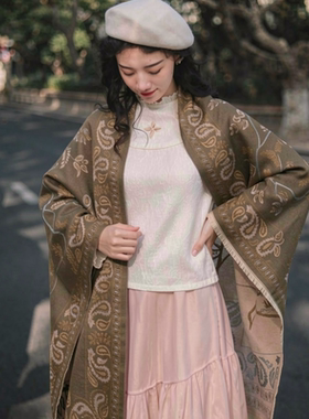 微笑向暖 同款围巾披肩羊绒抖篷披风丝巾长条高级感女仿羊绒