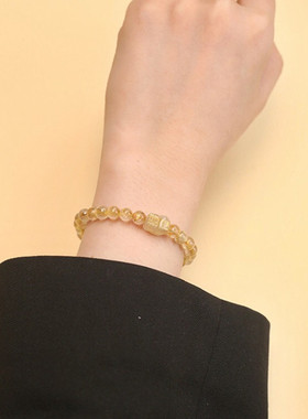 招财天然金发晶钛晶貔貅手链女士