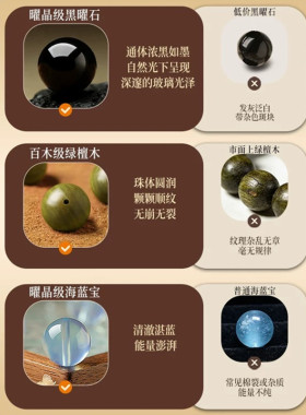 视频祝福绿檀木黑曜石手串海蓝宝