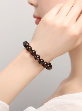 视频祝福天然茶晶手串女烟晶手链