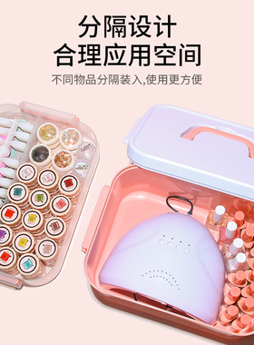 大容量可放手提式多层收纳盒美甲