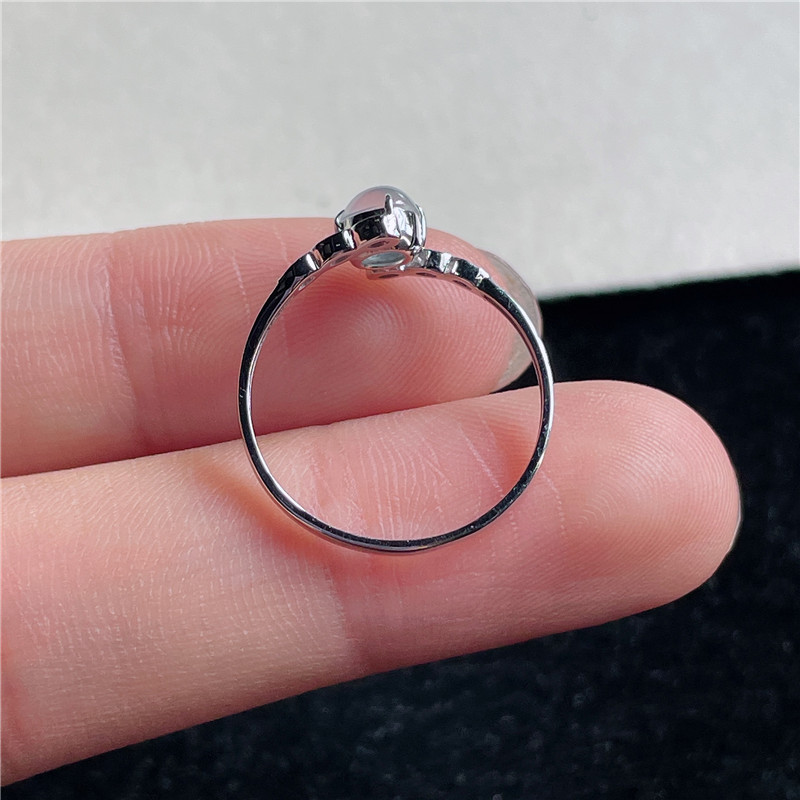 New product in September Hongyu Jadeite 18k gold inlaid ice seed shiny white ice egg surface exquisite ring A940905
