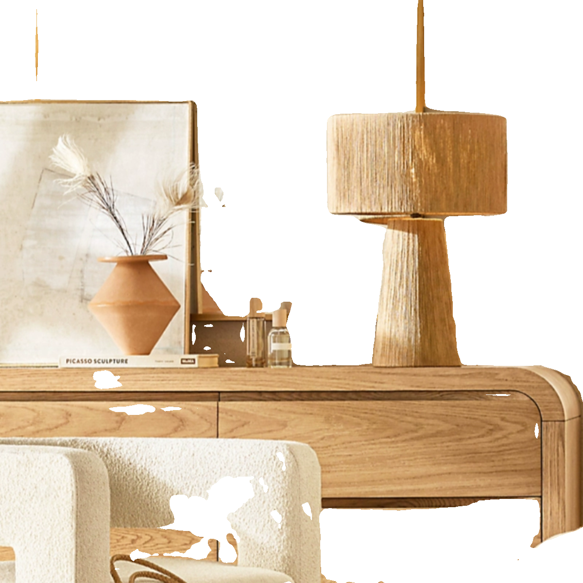 美式简约麻绳台灯 复古法式设计师网红创意卧室床头桌面客厅书桌 - 图3