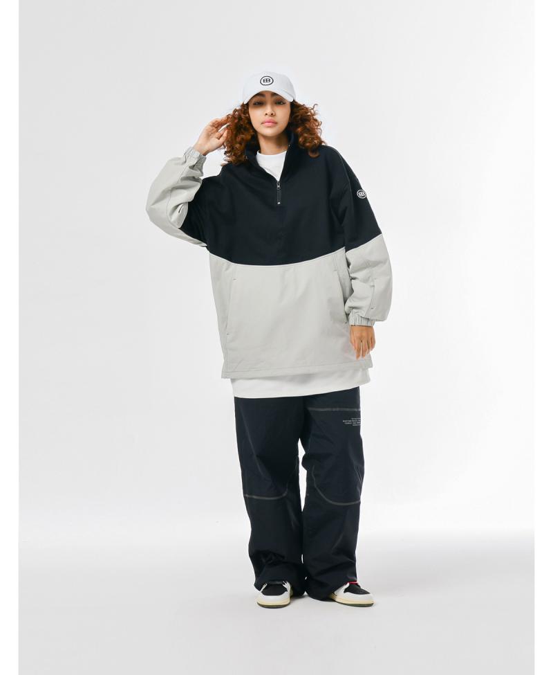 2324BLENT滑雪卫衣加厚保暖防水防寒立领套头橘色白色长款男女款 - 图2