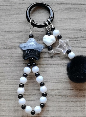 新款油画星星DIY手工配件油画星星带羊角钉提溜包挂钥匙扣挂件