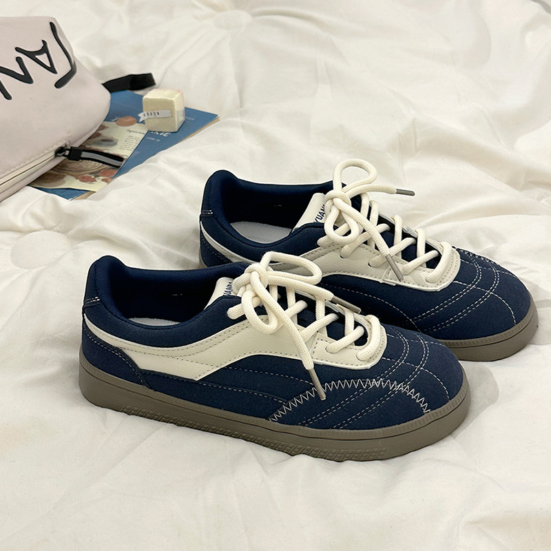 百搭2025春季新款休闲运动鞋女复古软底德训鞋圆头平底女小白鞋子 - 图3