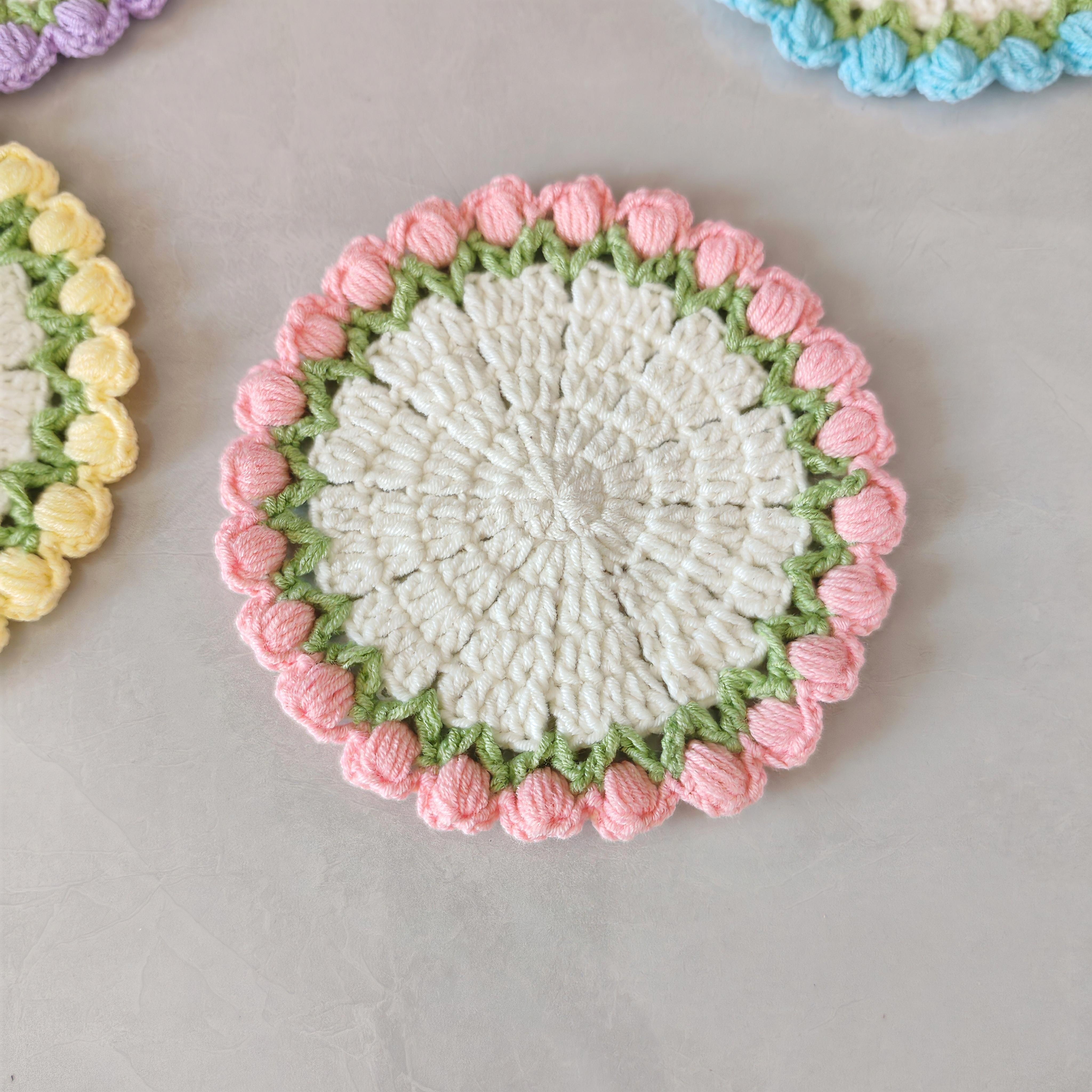 手工钩织毛线郁金香杯垫成品花束茶垫隔热垫编织女生礼物定制,淘宝优惠券,粉丝福利购,淘宝优惠卷