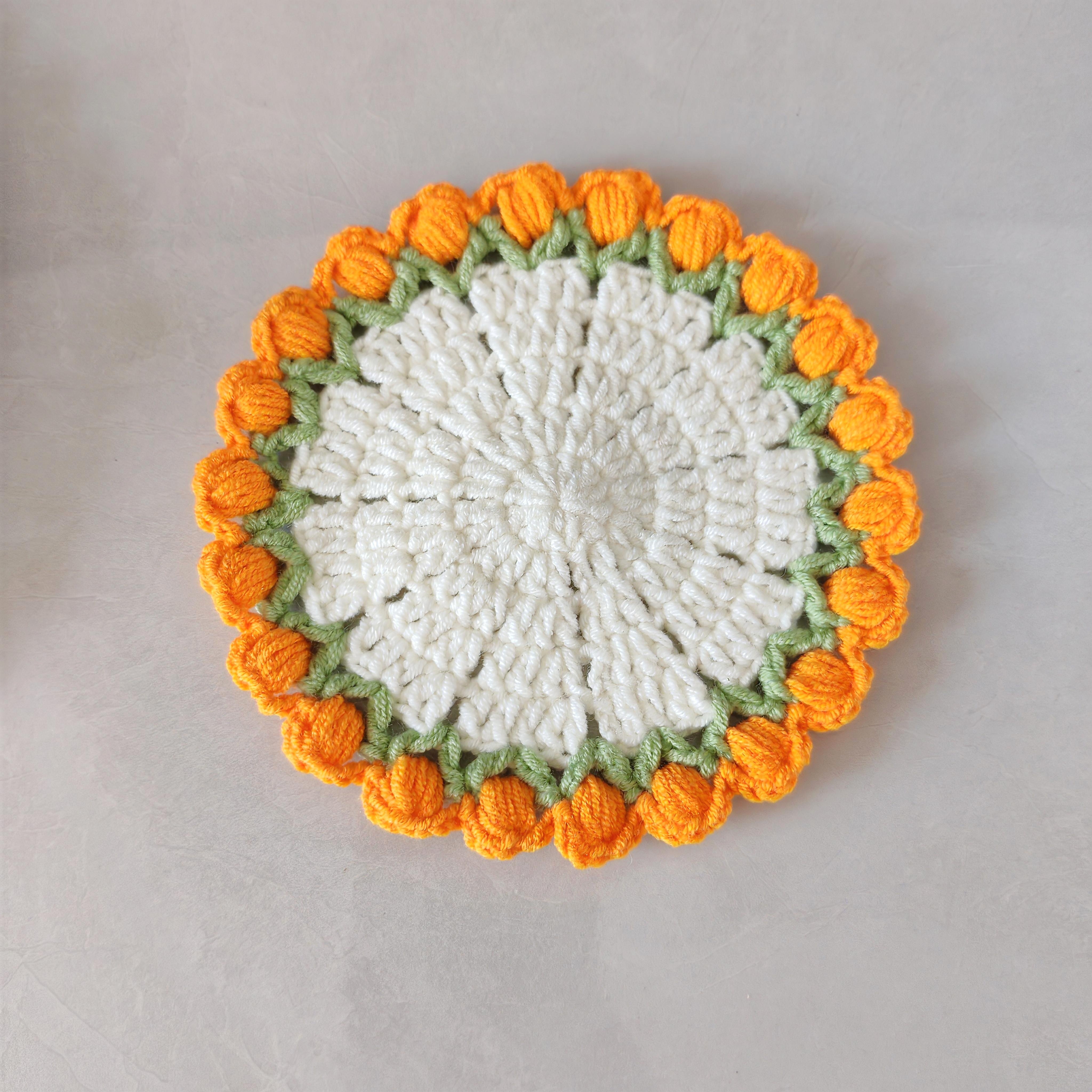 手工钩织毛线郁金香杯垫成品花束茶垫隔热垫编织女生礼物定制,淘宝优惠券,粉丝福利购,淘宝优惠卷