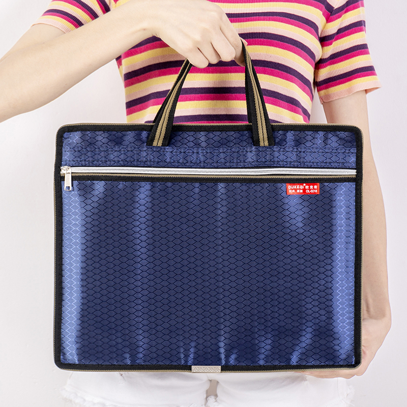 帆布文件袋拉链大容量帆布防水商务办公会议手提公文包拎书袋定制 - 图2