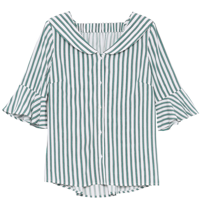 【断码xs/m】艾格条纹五分袖w152衬衫 艾格银座衬衫