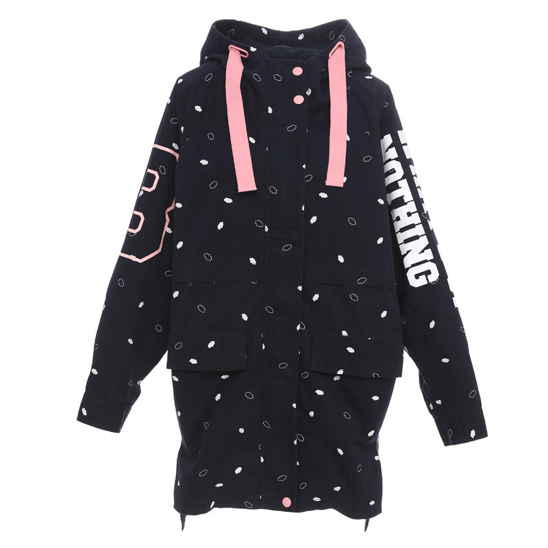 艾格春秋季女装印花图案中长款风衣 艾格银座风衣