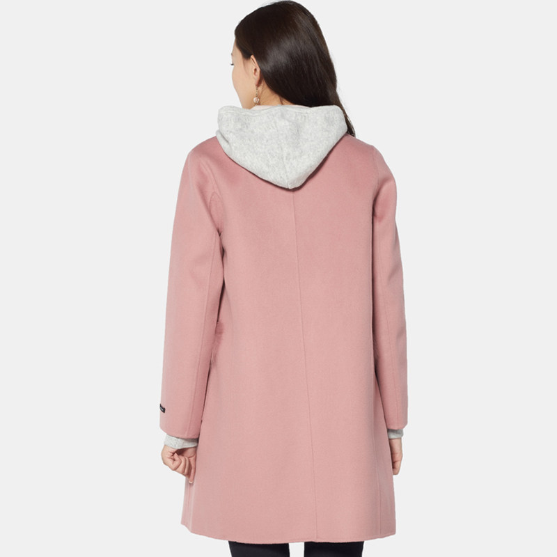 艾格冬季女装休闲纯色y217毛呢大衣 艾格银座毛呢外套