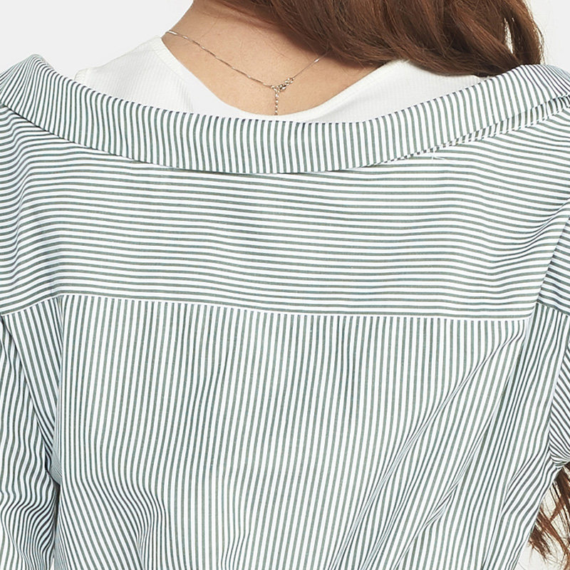 艾格条纹圆领w17五分袖连衣裙 艾格银座连衣裙