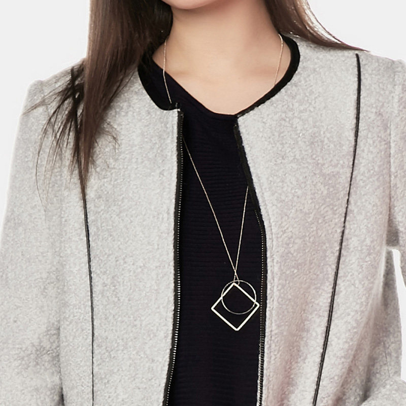 艾格女士潮流简洁风圆领羊毛大衣 艾格银座毛呢外套