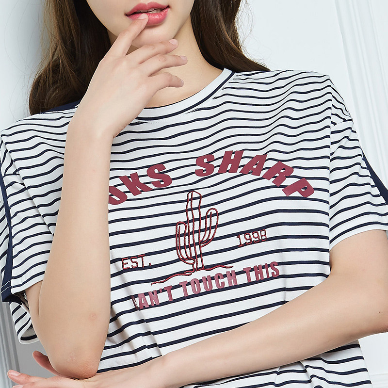 艾格2019新款夏季女装时尚百搭宽松 艾格银座T恤