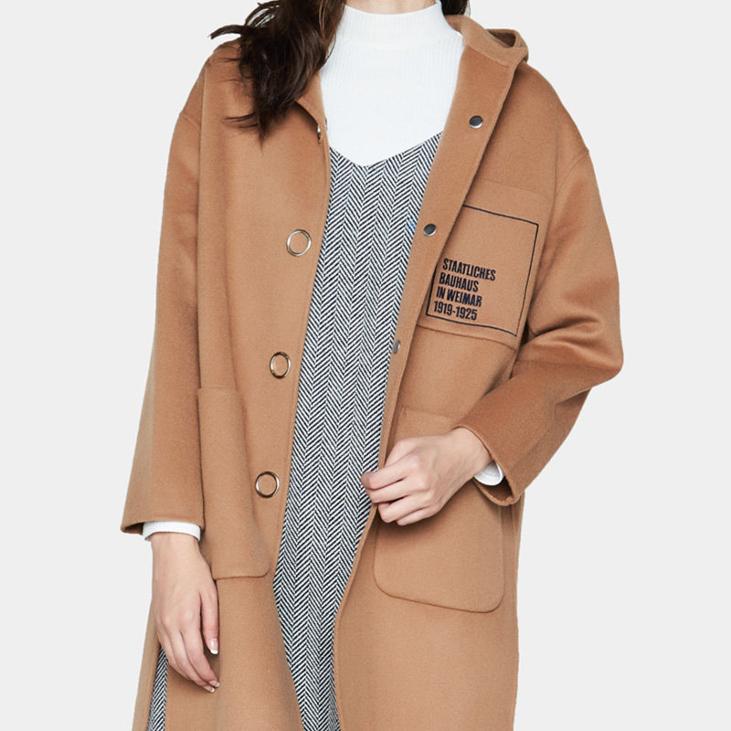 艾格冬季女装休闲流行修身纯色大衣 艾格银座毛呢外套