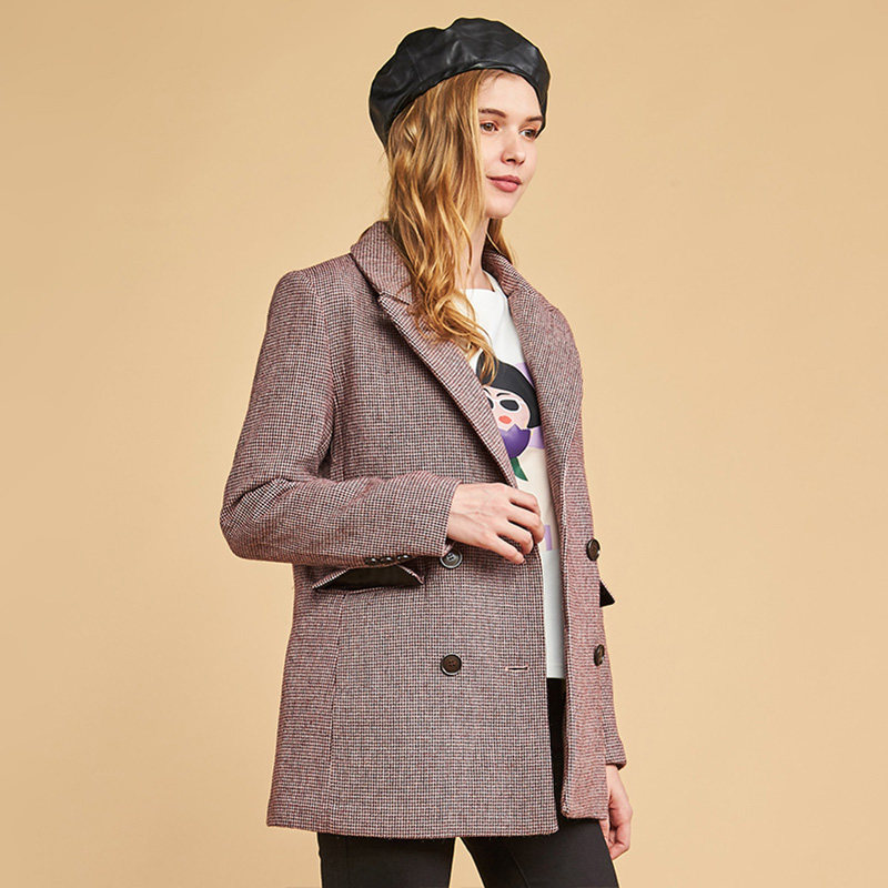 艾格2019冬季新品女装纯色中长款 艾格银座短外套