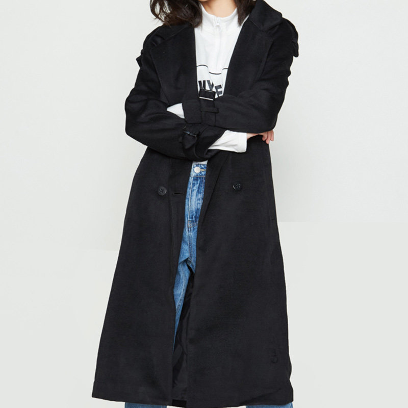 【断码m】艾格春秋季女装纯色风衣 艾格银座风衣