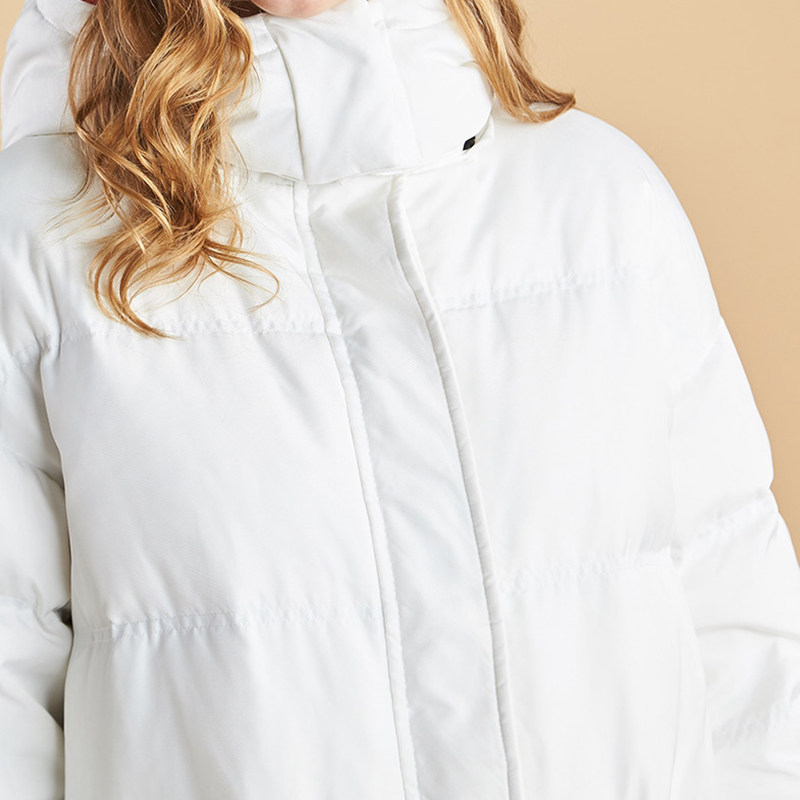 艾格冬季纯色不过时休闲连帽白鸭绒 艾格银座羽绒服