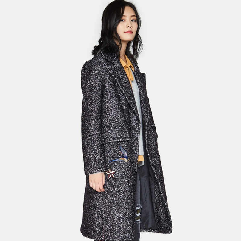 【断码m】艾格冬季女装羊毛百搭大衣 艾格银座毛呢外套