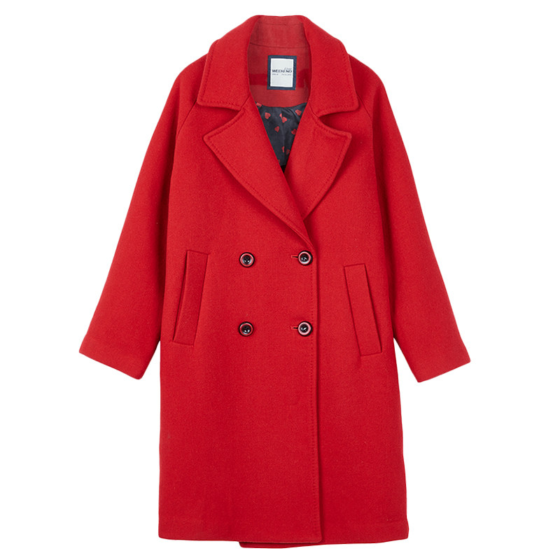 【断码m】艾格春秋季羊毛纯色风衣 艾格银座风衣