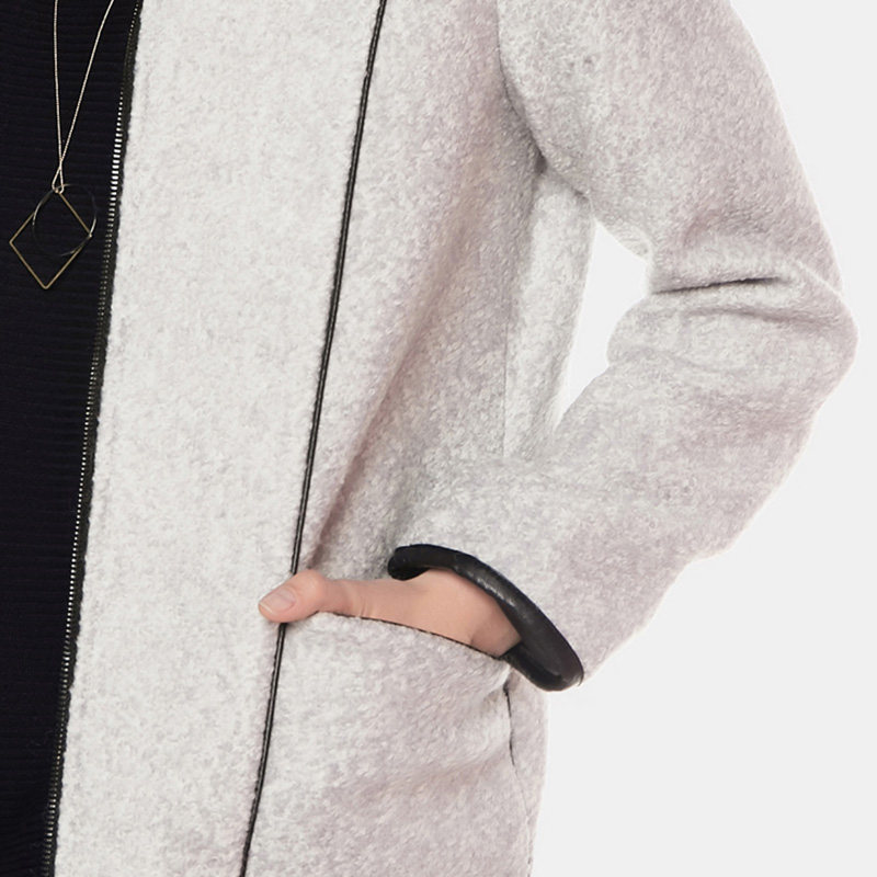 艾格女士潮流简洁风圆领羊毛大衣 艾格银座毛呢外套