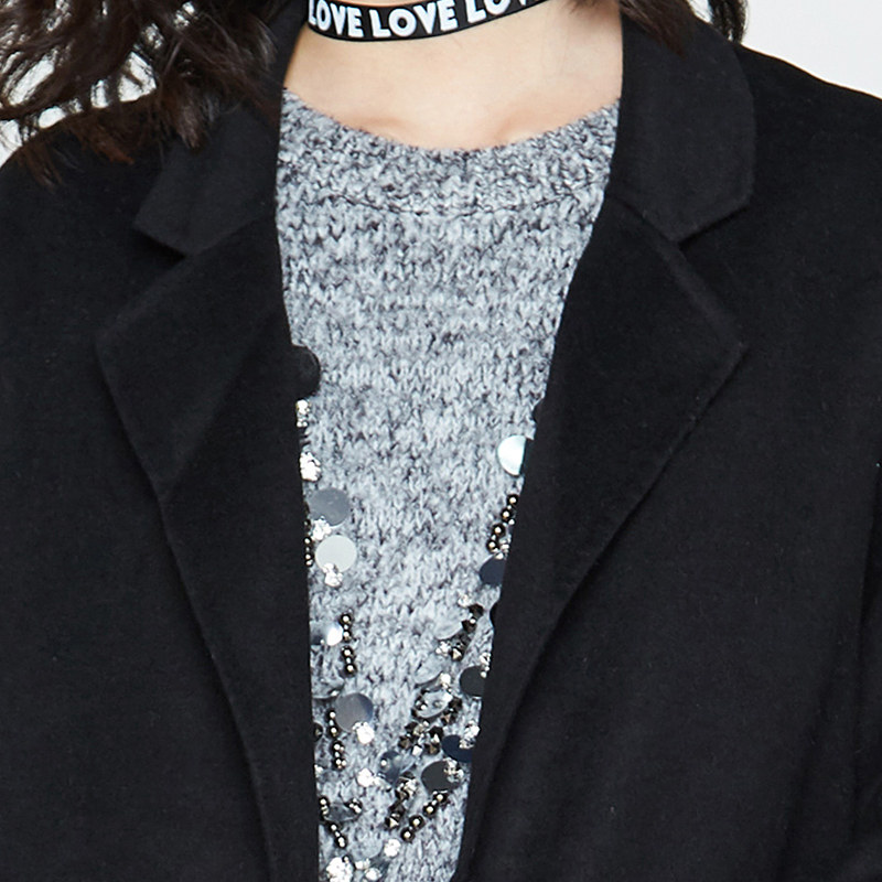 艾格冬季女装新款休闲羊毛毛呢大衣 艾格银座毛呢外套