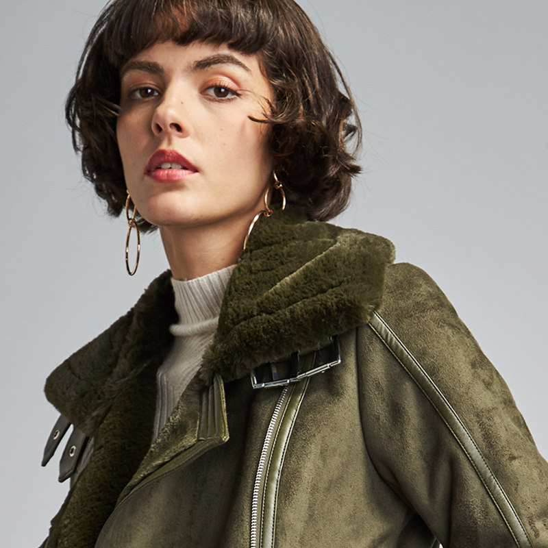 艾格春秋季百搭直筒修身开衫短外套 艾格银座短外套