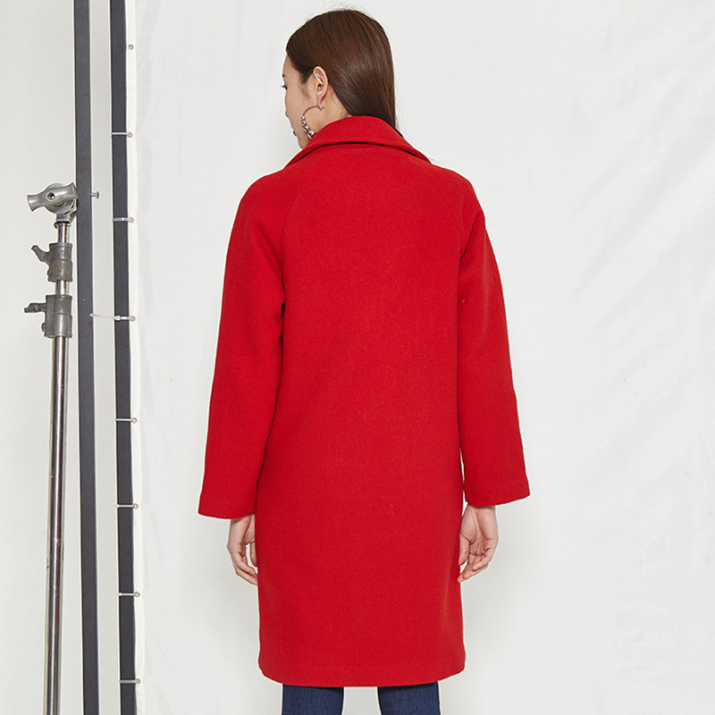 【断码m】艾格春秋季羊毛纯色风衣 艾格银座风衣