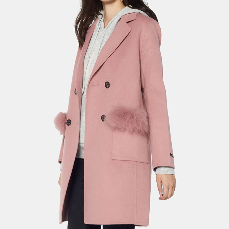 艾格冬季女装休闲纯色y217毛呢大衣 艾格银座毛呢外套