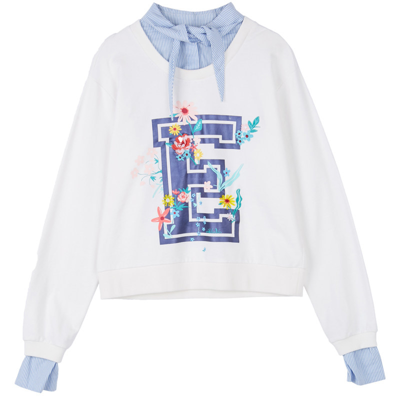 艾格官方旗舰店春个性印花系带卫衣 艾格银座卫衣/绒衫