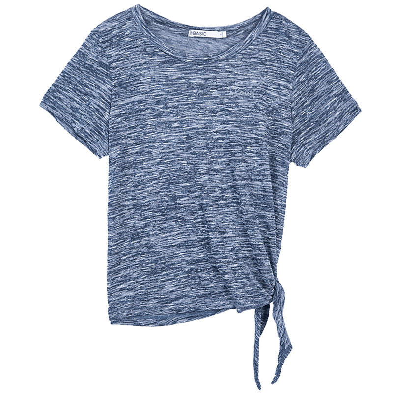 艾格2019宽松薄款纯色短袖针织衫 艾格银座毛针织衫