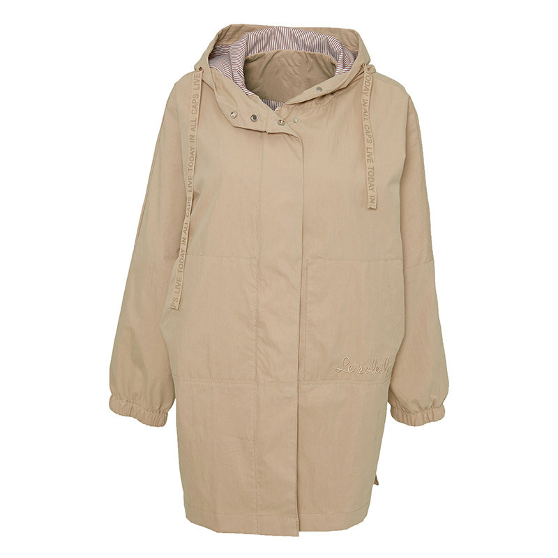 艾格冬季女装时尚百搭纯色连帽风衣 艾格银座风衣