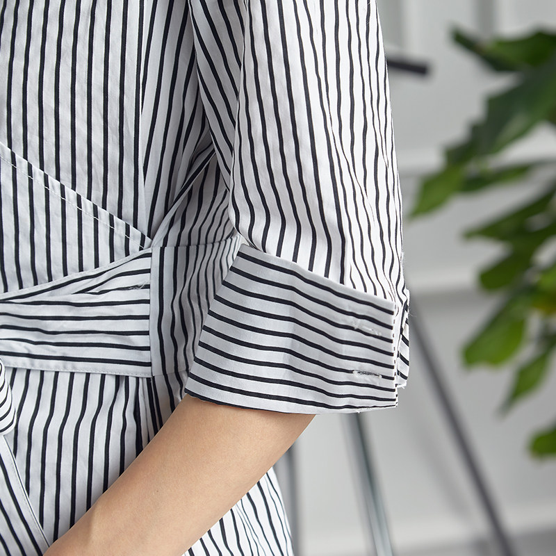 【断码s】艾格2020新款个性条纹衬衫 艾格银座衬衫