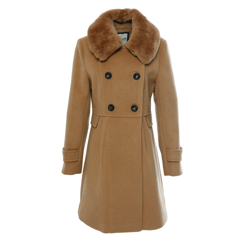 艾格冬装女装纯色休闲羊毛呢大衣 艾格银座毛呢外套