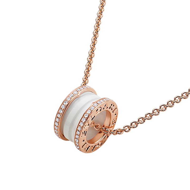 雅欧国际海外专营店【现货】Bvlgari/宝格丽项链女玫瑰金白陶瓷镶钻CL856794 3500531
