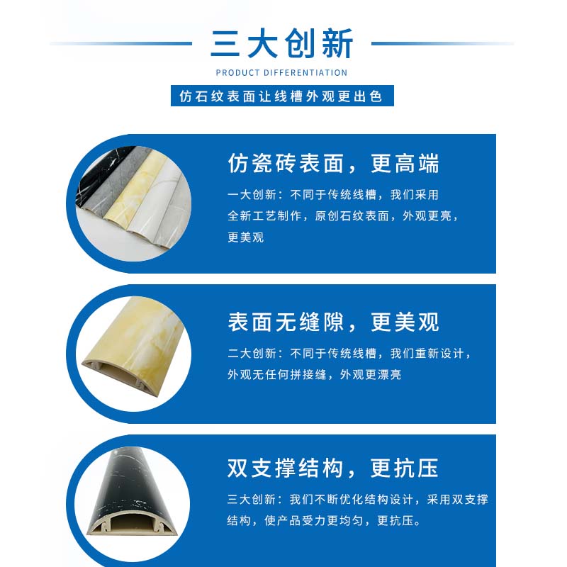 自粘仿瓷PVC线槽明装石纹地线槽半圆弧墙面商场网线电线收纳防踩,淘宝优惠券,粉丝福利购,淘宝优惠卷