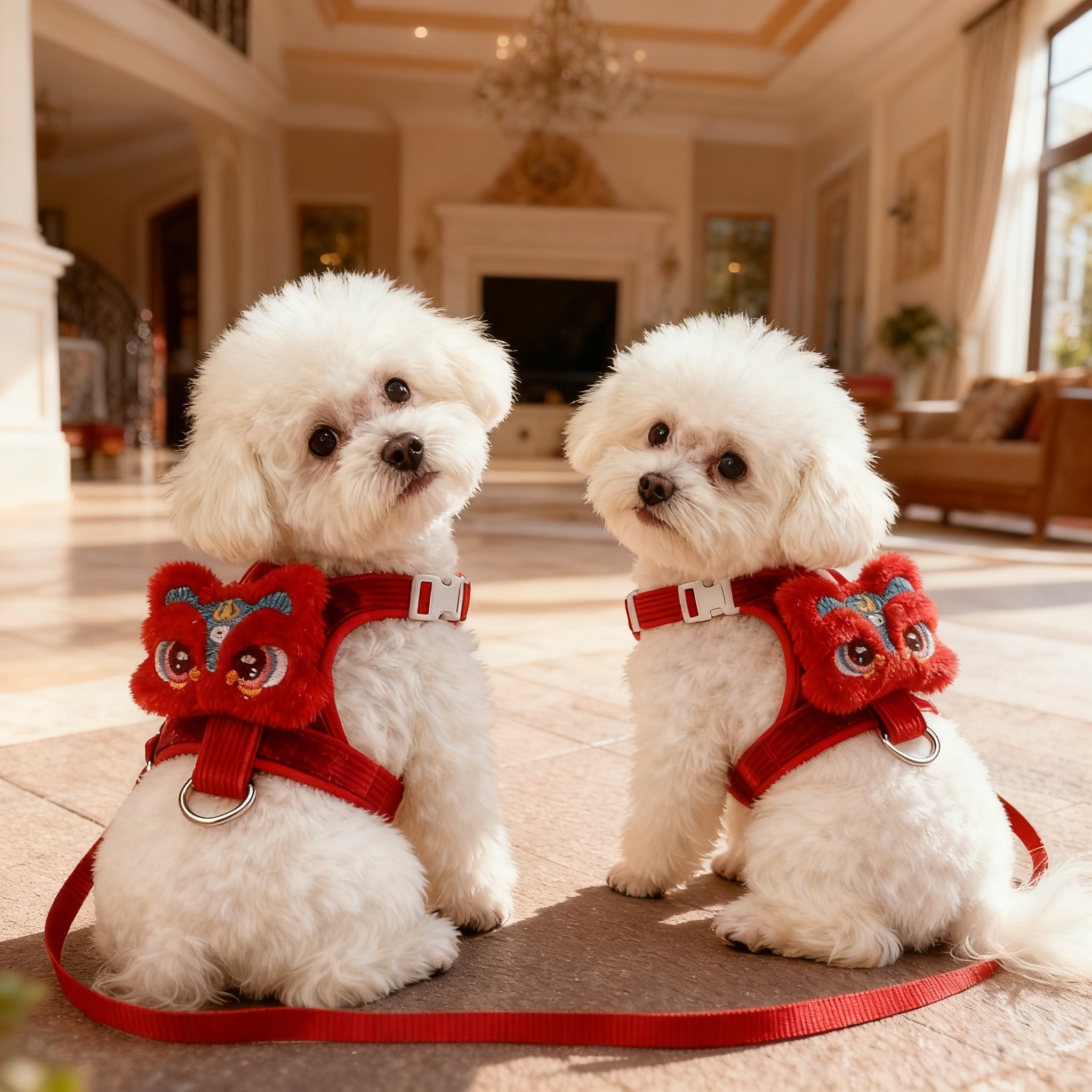 比熊新年专用防挣脱工字型牵引绳幼犬背心式遛狗绳可调节外出用品,淘宝优惠券,粉丝福利购,淘宝优惠卷