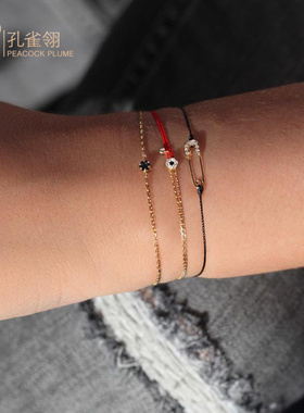 红绳女士配饰克拉圆形钻石手链