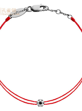 红绳女士时尚风克拉圆形黑钻手链