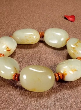 羊脂级洒金皮籽料原石手链手串