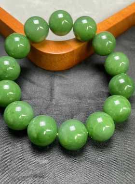 真玉石满绿苹果绿碧玉手链手串