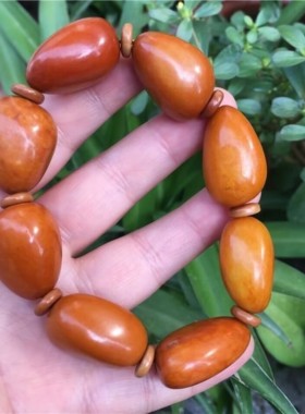 保真新疆和田玉手链黄沁皮籽料原石手链手串男款玉石玉器手链包邮