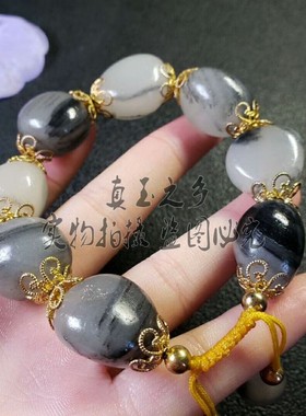 手串男士带证书和田玉青花籽料