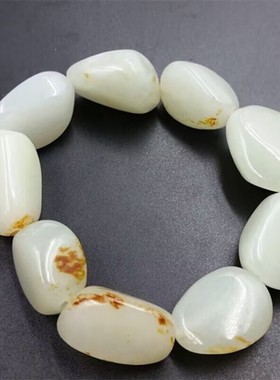 羊脂级带皮原石籽料手链手串