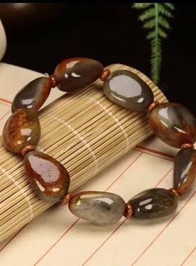 枣红皮原石籽料手链手串